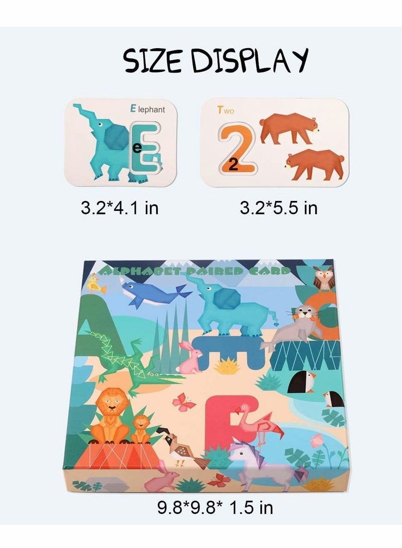 Learning Flash Card, Kid Alphabet Number Animal Matching with ABC Wooden Block, Preschool Game Montessori Toys Wooden, Puzzle Gift, Kids Early Education(46 pcs) - Image 4