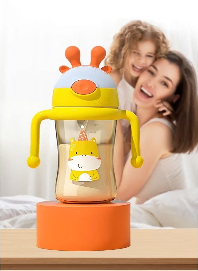 Gonice 300ml Baby Straw Cup Spill-Proof Toddler Drinking Cup with Handles and Flip-Top Teether Design Baby Water Bottle for Infants 8-24 Months - Image 2