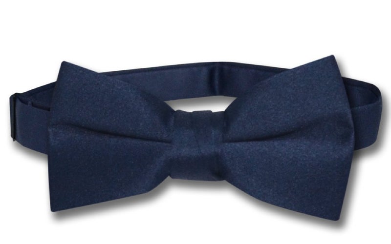 Vesuvio Napoli BOY'S BOWTIE Solid NAVY BLUE Color Youth Bow Tie - Image 3