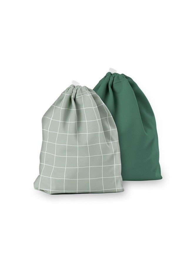 Esembly حقيبة ديتى ديو، حقائب مائية جافة ورطبة للحفاضات القماشية، ملحقات الأطفال الفوضوية، ملابس السباحة، ملابس الصالة الرياضية، مستلزمات الحمام والوجبات الخفيفة - تصميم شبكي وغابة (عبوة من 2) - Image 1