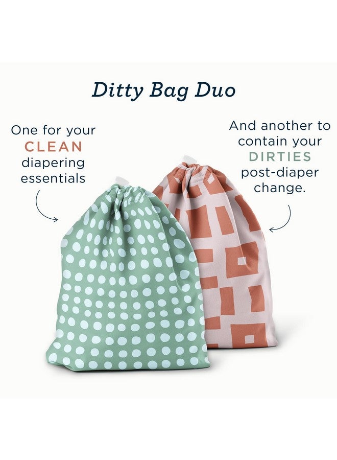 Esembly حقيبة ديتى ديو، حقائب مائية جافة ورطبة للحفاضات القماشية، ملحقات الأطفال الفوضوية، ملابس السباحة، ملابس الصالة الرياضية، مستلزمات الحمام والوجبات الخفيفة - تصميم شبكي وغابة (عبوة من 2) - Image 3