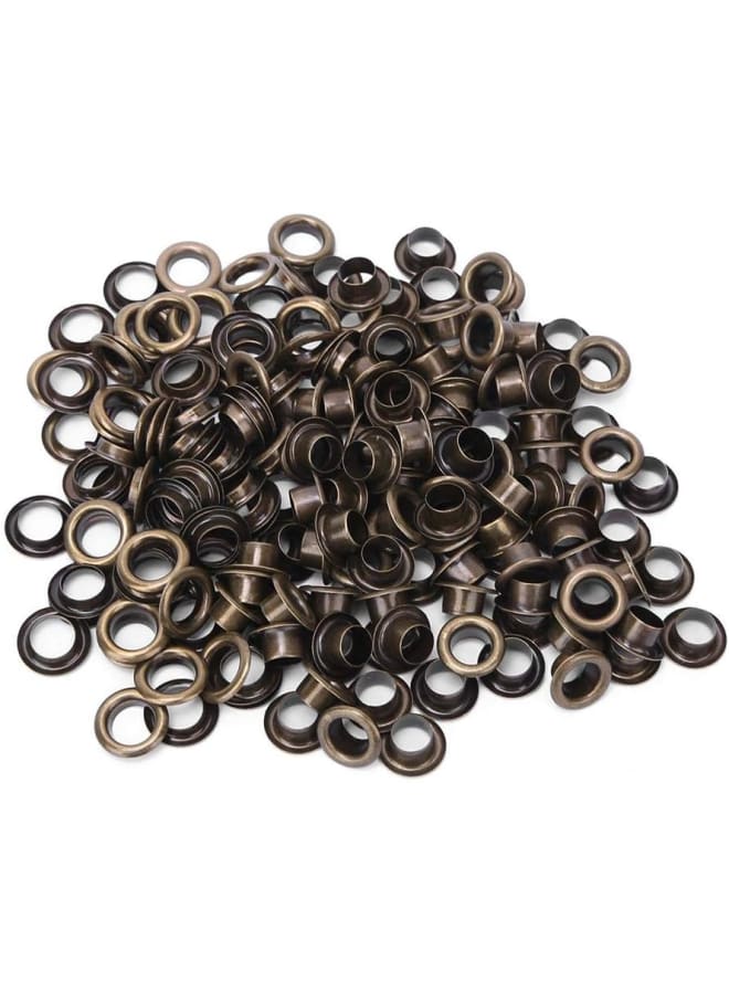 Grommet Eyelets, 100Pcs 6mm Brass Eyelets with Gaskets for Leather Canvas Clothes(Bronze) - Image 1