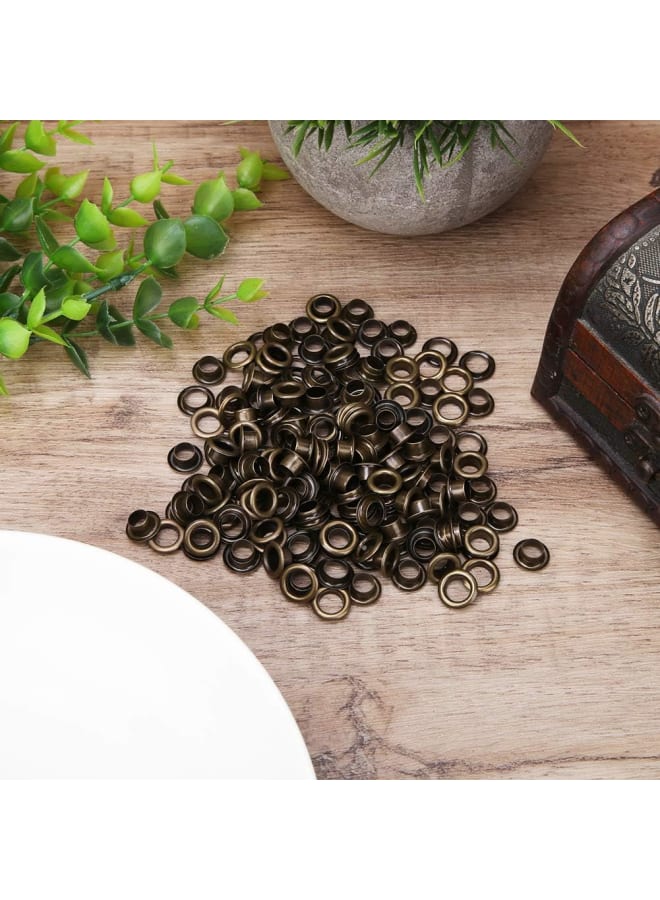 Grommet Eyelets, 100Pcs 6mm Brass Eyelets with Gaskets for Leather Canvas Clothes(Bronze) - Image 4