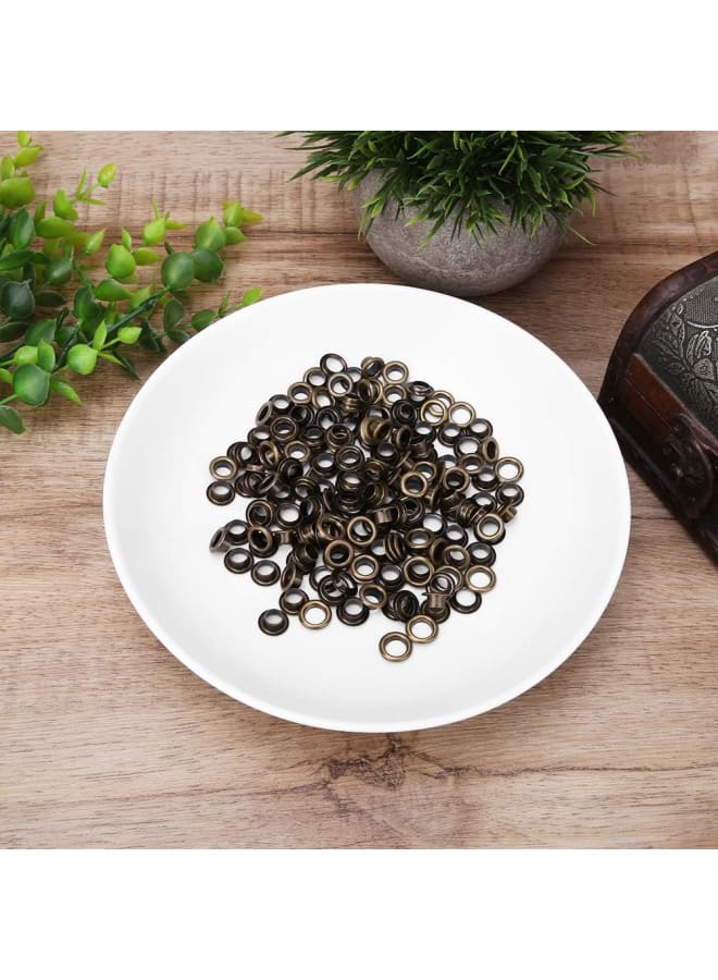 Grommet Eyelets, 100Pcs 6mm Brass Eyelets with Gaskets for Leather Canvas Clothes(Bronze) - Image 5
