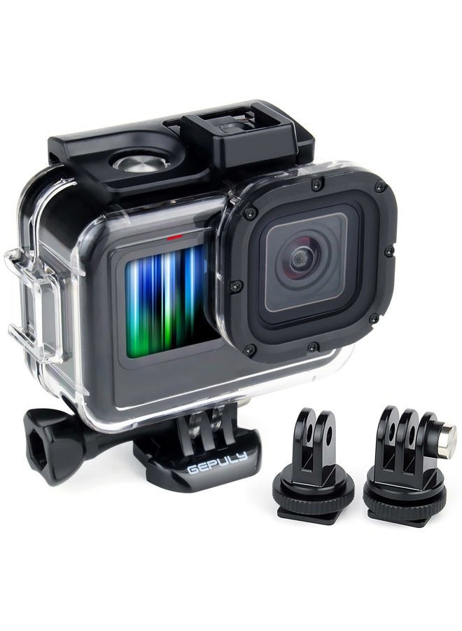 GEPULY Waterproof Housing Case for GoPro Hero 9 10 11 12 Black, 60m Underwater Protective Dive Housing Shell with 2 Cold Shoe Adapter and Bracket Accessories for Go Pro Hero 12 11 10 9 Black Cameras - Image 1