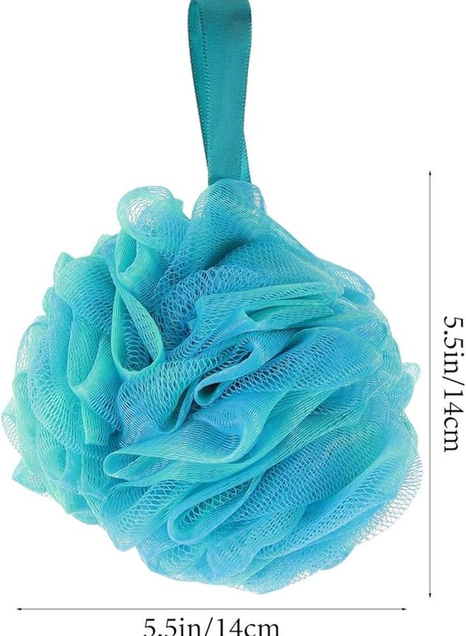 Vaguelly 4 Pack Non Slip Exfoliating Loofah Bath Sponges Blue Hotel Quality Bathing Balls For Couples - Image 3