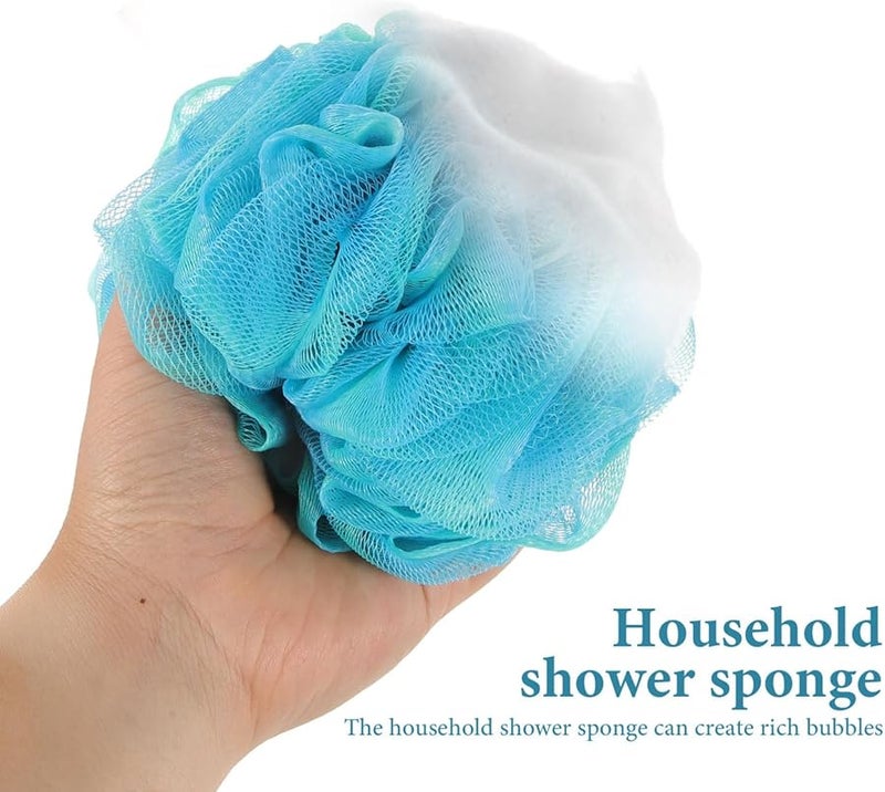 Vaguelly 4 Pack Non Slip Exfoliating Loofah Bath Sponges Blue Hotel Quality Bathing Balls For Couples - Image 5