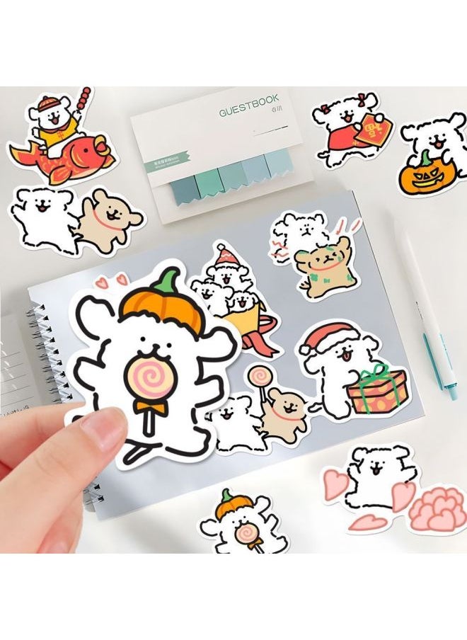 98 Carto Super Fire Cute Line Puppy Stickers Cute Stickers Decorative Diy Mobile Phone Notebook Stickers-Color:*be Careful* [special Storage Box For Stickers] Dear, Please See Clearly That It Is Waterproof And Does Not Leave Glue-[super Popular Line Puppy]  - Image 4