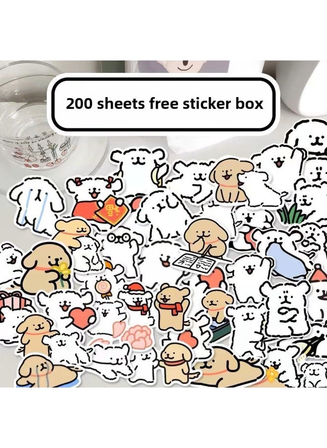 98 Carto Super Fire Cute Line Puppy Stickers Cute Stickers Decorative Diy Mobile Phone Notebook Stickers-Color:*be Careful* [special Storage Box For Stickers] Dear, Please See Clearly That It Is Waterproof And Does Not Leave Glue-[super Popular Line Puppy]  - Image 2