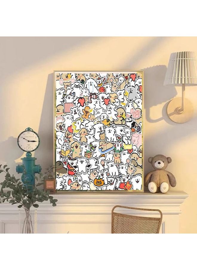 98 Carto Super Fire Cute Line Puppy Stickers Cute Stickers Decorative Diy Mobile Phone Notebook Stickers-Color:*be Careful* [special Storage Box For Stickers] Dear, Please See Clearly That It Is Waterproof And Does Not Leave Glue-[super Popular Line Puppy]  - Image 1