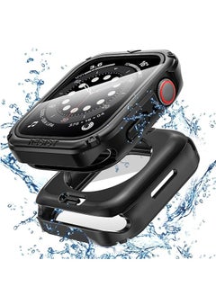Waterproof Tempered Glass Case Compatible for Apple Watch Series 10 (2024) 46mm, Hard PC Screen Protector Protection Ultra-Thin Lightweight Scratch-Resistant Cover for iWatch 46mm (Black)