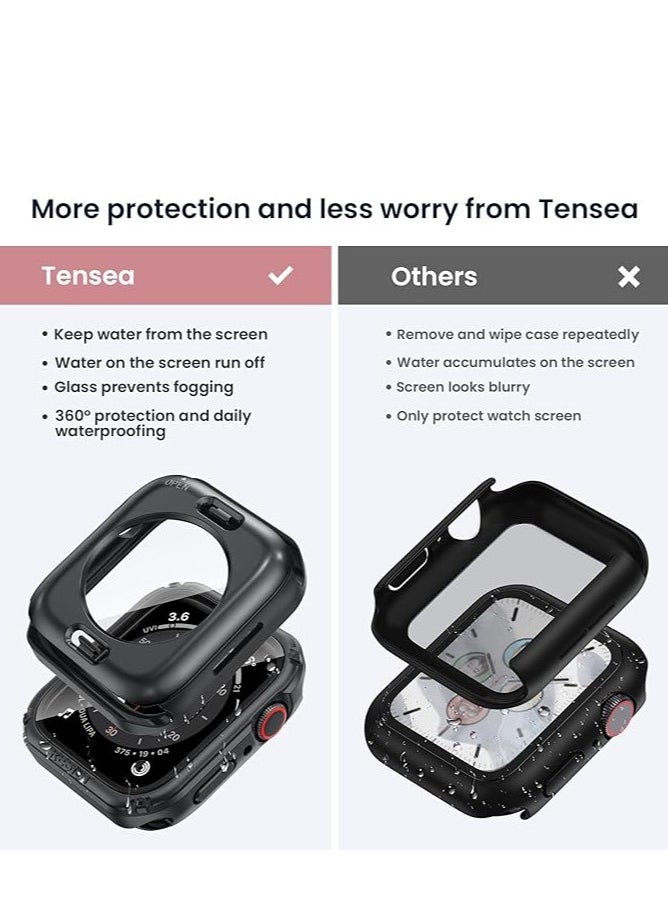 Generic - Waterproof Tempered Glass Case Compatible for Apple Watch Series 10 (2024) 46mm, Hard PC Screen Protector Protection Ultra-Thin Lightweight Scratch-Resistant Cover for iWatch 46mm (Black) - Image 1