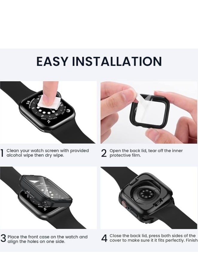 Generic - Waterproof Tempered Glass Case Compatible for Apple Watch Series 10 (2024) 46mm, Hard PC Screen Protector Protection Ultra-Thin Lightweight Scratch-Resistant Cover for iWatch 46mm (Black) - Image 1