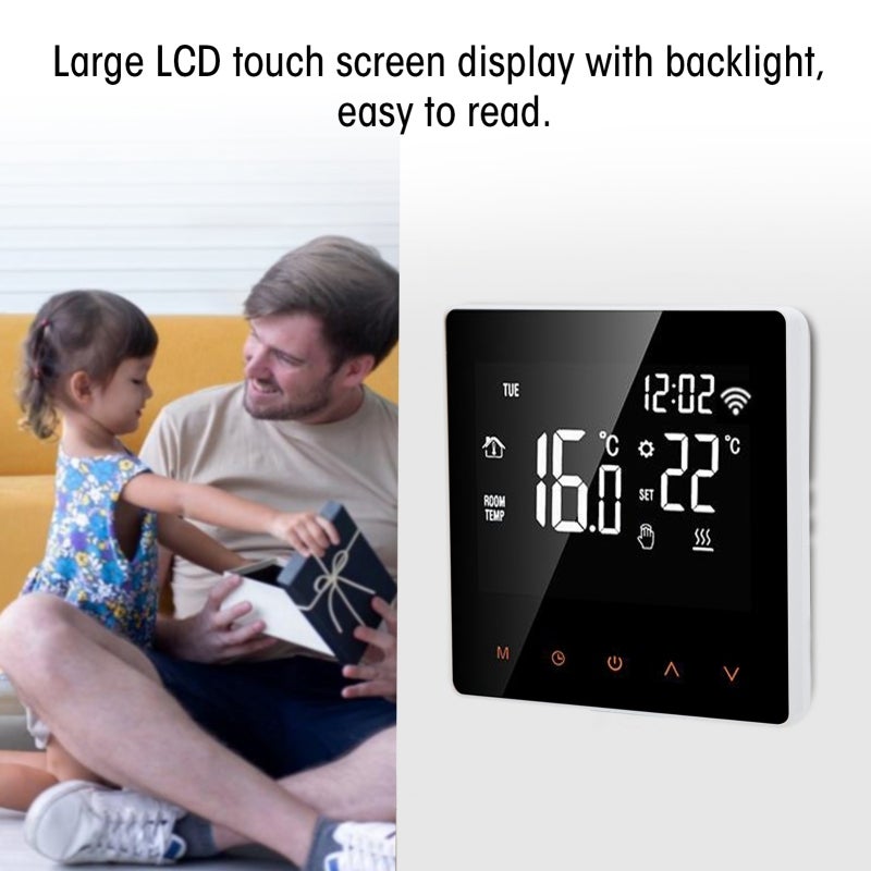 ME81H Smart WIFI LCD Thermostat Water Floor Heating Wall Boiler Electric Floor Heating Thermostat for Tuya AC230VWhite Background Orange Button 3A - Image 4