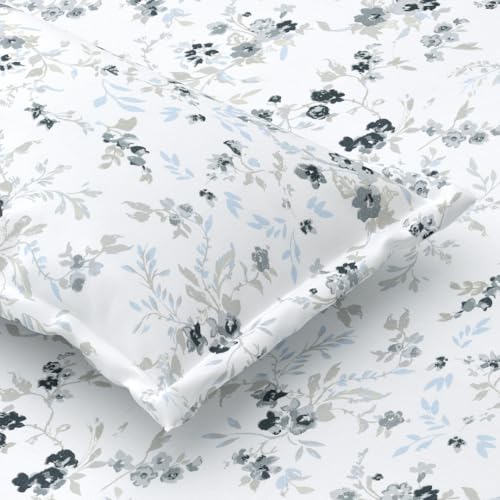 Plumora Double Bed Cotton Bedsheet Queen Size 90x100, 100% Pure Cotton Bed Sheet with 2 Pillow Covers, 240 TC Soft Breathable Floral Design – (Spring Tide) - Image 1