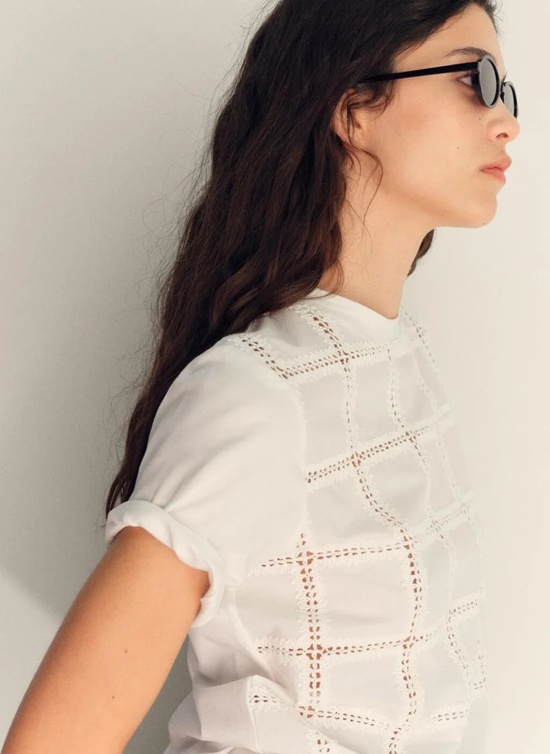 MANGO Embroidered detail T-shirt