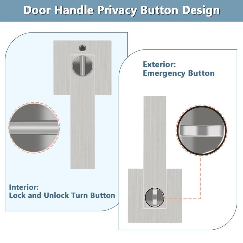 KAMOTA Privacy Door Levers, 10 Pack Satin Nickel Door Handles Bed and Bath Door Locks Interior Keyless Locksets, Left and Right Hand Reversible - Image 4
