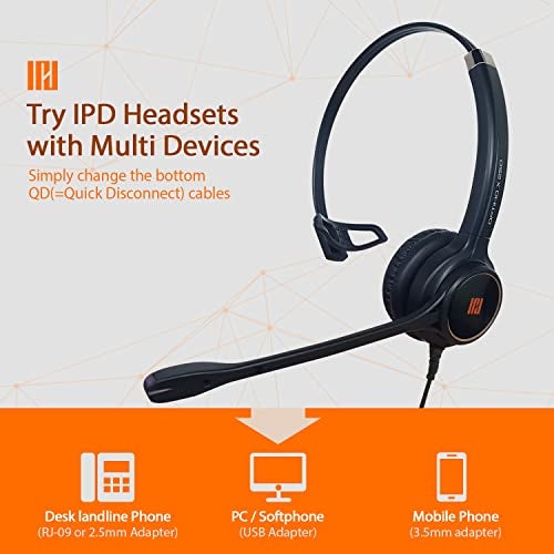 IPD IPH-250 Phone Headset with Noise Cancelling Microphone for Office and Call Center -Compatible with Cisco landline Phones -7800/7900/8800/6945 Series, Interquartz and Altigen landline Phones - Image 3