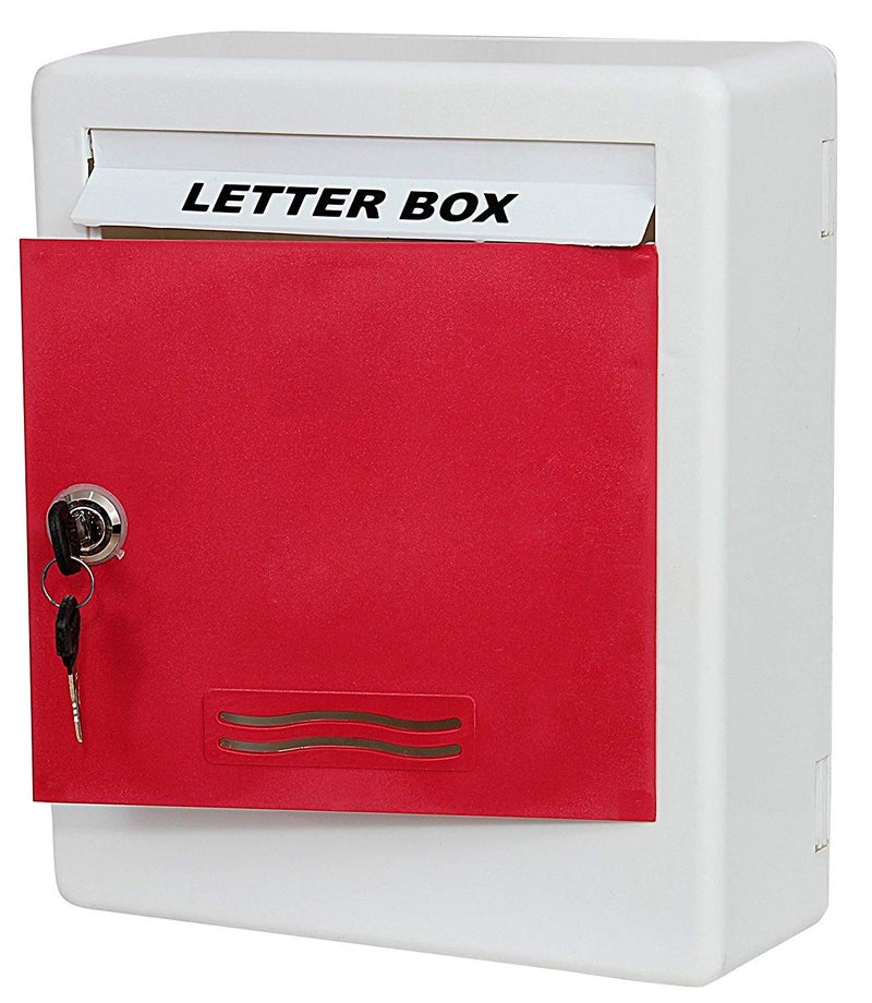 LEPOSE صندوق بريد بلاستيكي متين للمنزل، البوابة، المكتب، الجدار، الشقة، البانغلو، الفيلات مع 2 مفتاح باللون الأحمر والأبيض - Image 2