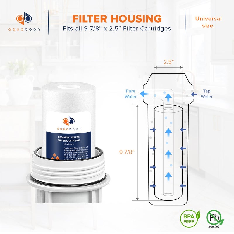 Aquaboon 5 Micron 10 x 2.5 Sediment Filter - Whole House Water Filter Replacement Compatible with Well Water Filters - P5, AP110, WHKF-GD05, 6 Pack - Image 2