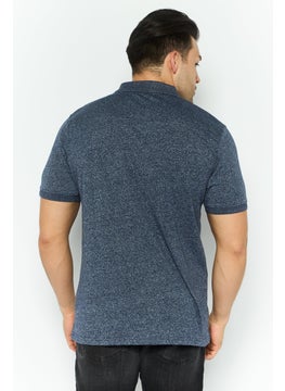 Threadbare Men Regular Fit Short Sleeve Heather Polo Shirt, Navy  - Image 4
