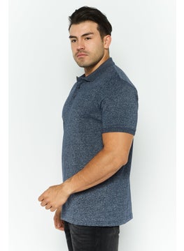 Threadbare Men Regular Fit Short Sleeve Heather Polo Shirt, Navy  - Image 3