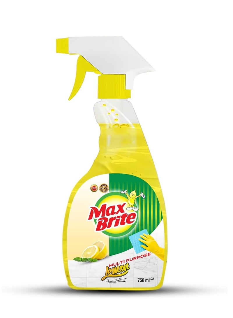 Max Brite Disinfectant Surface Sanitizer Cleaner Spray Lemon Fragrance 750 ml - Image 1