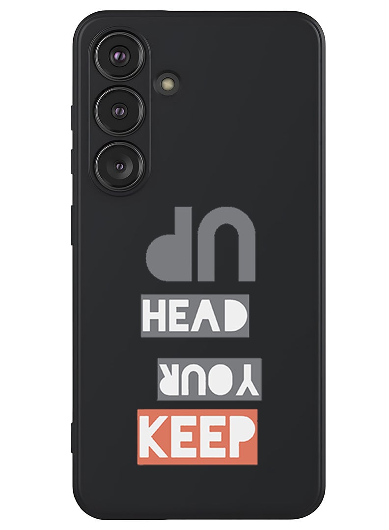 Theodor Protective Slim Fit Case Liquid Silicone Cover with Full Body Protection Anti-Scratch Shockproof Case For Samsung Galaxy S25 Plus (Black) - Keep your head up - Image 1