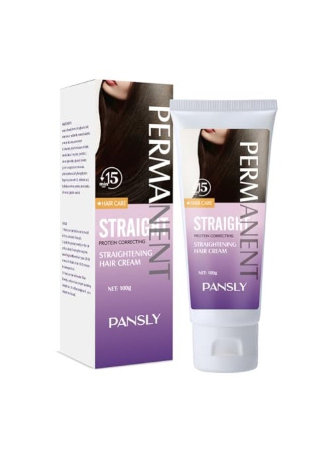 بانسلي كريم فرد الشعر الدائم - علاج خاص للشعر المموج والمجعد، يحتوي على بروتين لتصحيح الشعر، يعالج الشعر في 15 دقيقة، 100 غرام. - Image 1