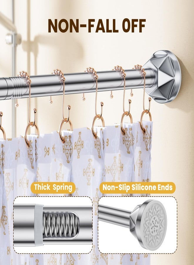 TITGIPE Shower Curtain Rod 27-80 Inches, No Drill Tension Curtain Rod, Adjustable Spring Tension Shower Rods for Bathroom, Kitchens, Windows, No Rust, Silver - Image 2