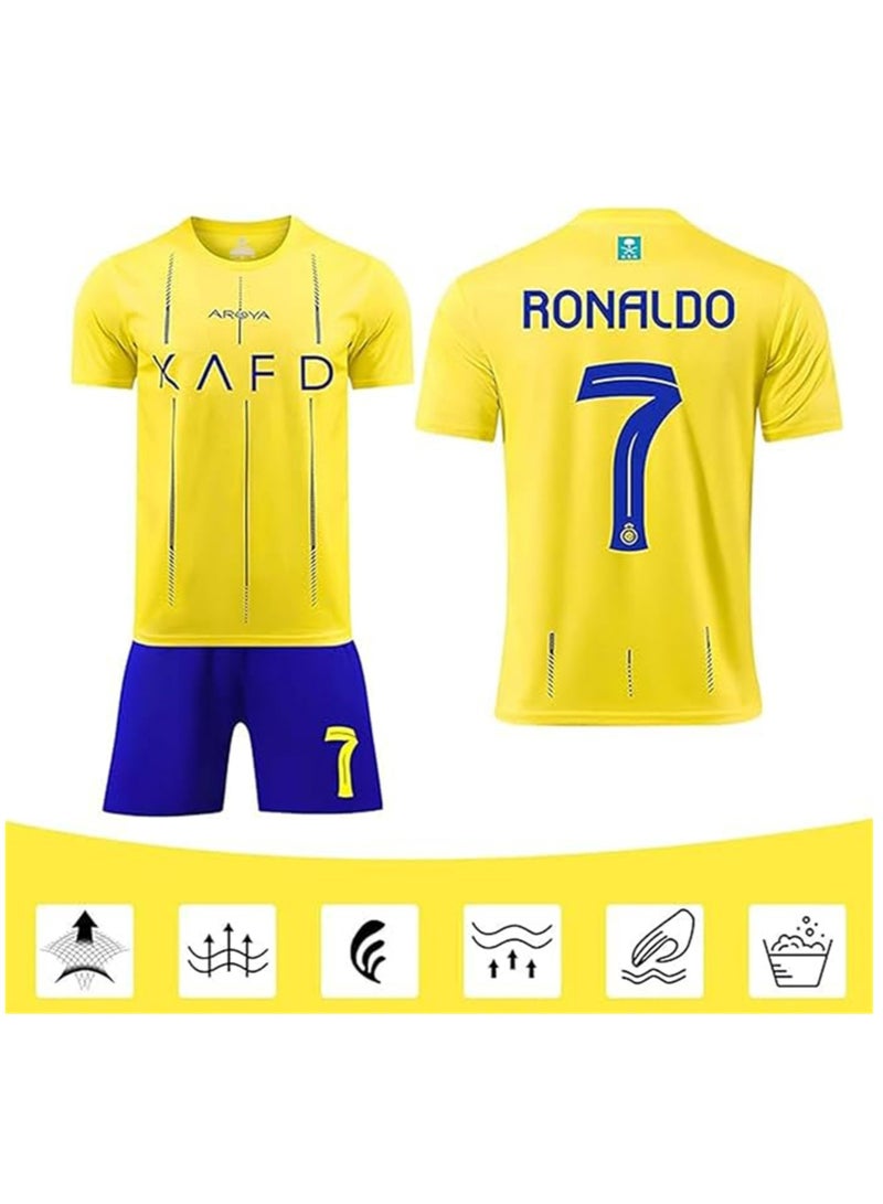 Football Jersey Set for Kids, Ronaldo No #7 Soccer Jersey, Children Football Uniforms Short-sleeved Football Shirts, Football Soccer Jersey Set  - Image 3