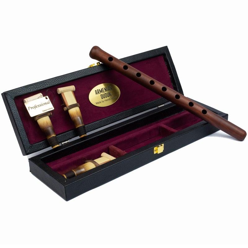 HandCraftoria Professional Armenian DUDUK instrument from apricot wood wooden case covered with leather 1 professional reed and 2 standard Flute Oboe Balaban Woodwind Key A - Image 2