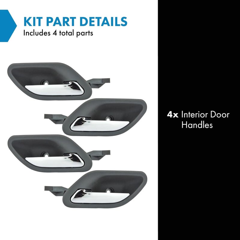 TRQ Black Interior Inner Door Handle Set of 4 for BMW E38 E39 - Image 2