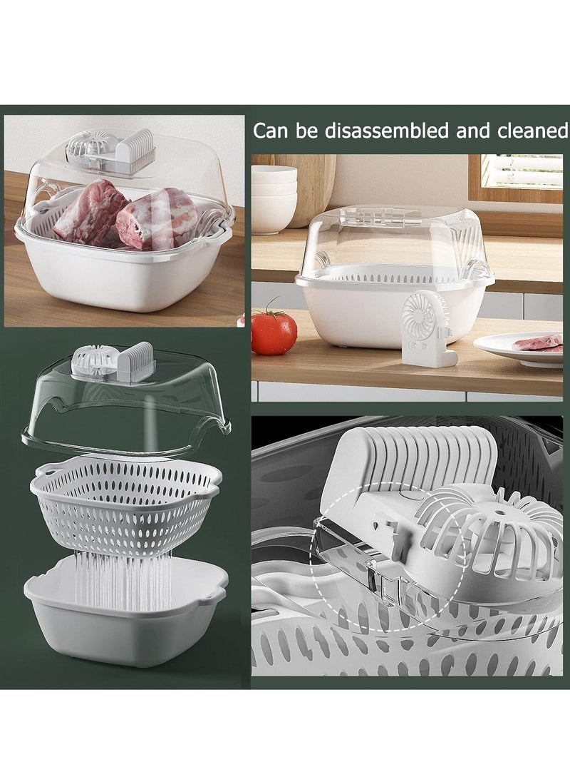 EVEREEN - 4 In1 Food Thawer Fresh Keeping Thawing Tray With Drainer Household Fruit And Vegetable Cleaning Basket 2 Size (White) - Image 1