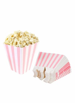 Y&D 48 Pcak Stripe Paper Popcorn Box Wedding Candy Food Favors Birthday Party Decoration Supplies Square  - Image 1