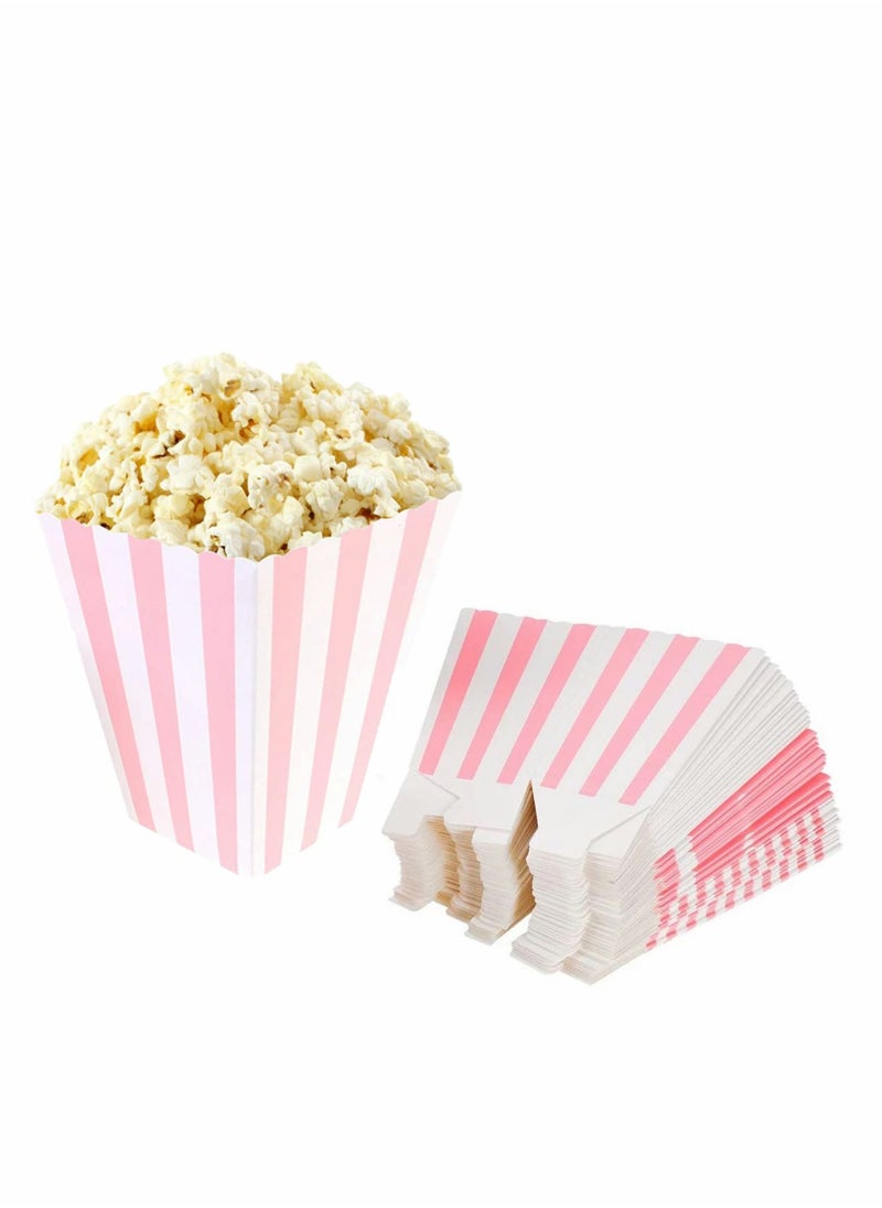 Y&D 48 Pcak Stripe Paper Popcorn Box Wedding Candy Food Favors Birthday Party Decoration Supplies Square  - Image 1