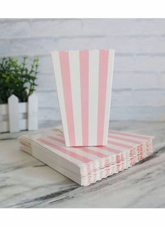 Y&D 48 Pcak Stripe Paper Popcorn Box Wedding Candy Food Favors Birthday Party Decoration Supplies Square  - Image 5