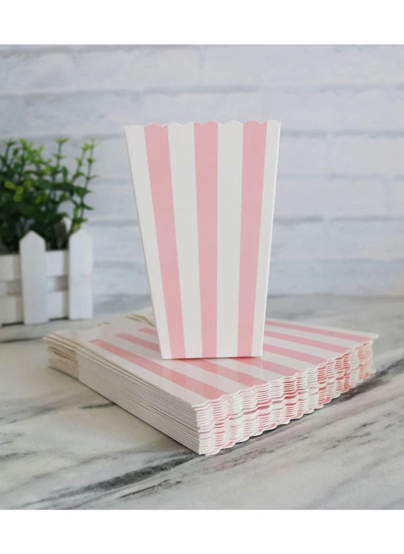Y&D 48 Pcak Stripe Paper Popcorn Box Wedding Candy Food Favors Birthday Party Decoration Supplies Square  - Image 5