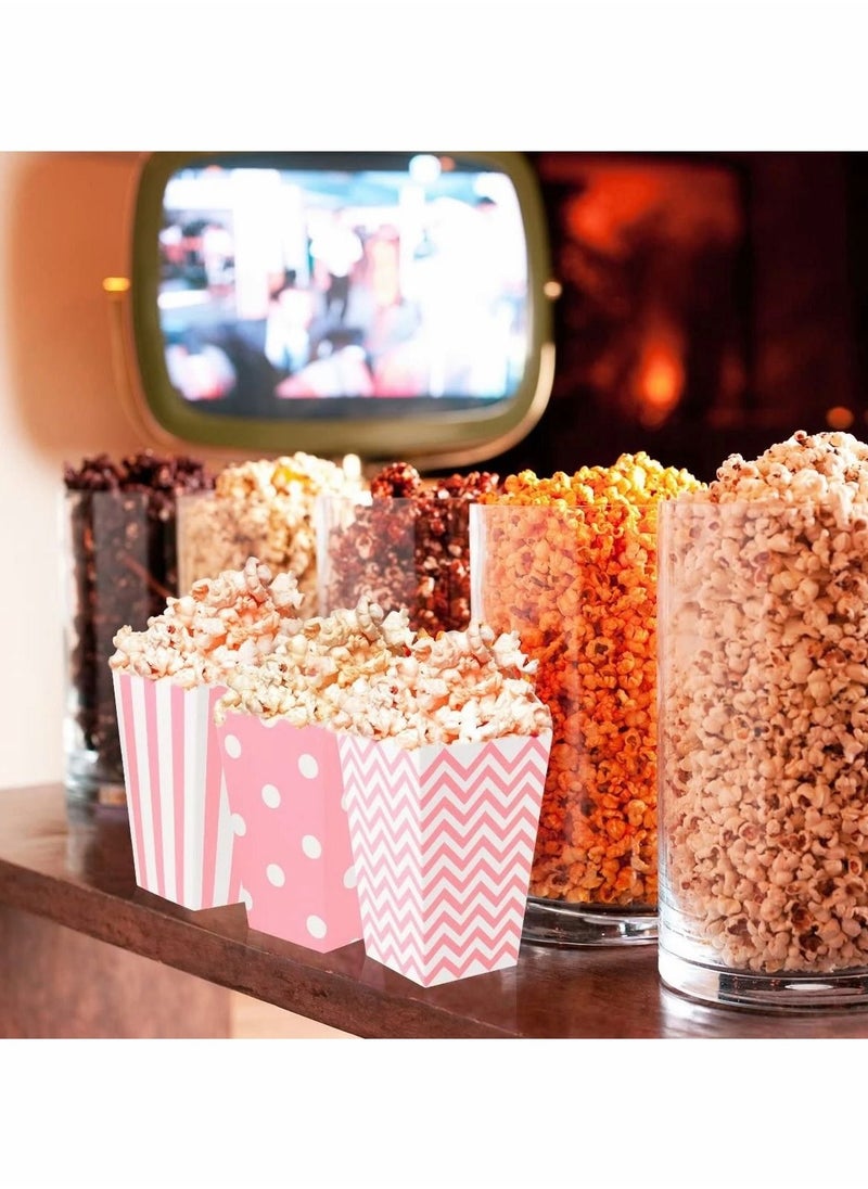 Y&D 48 Pcak Stripe Paper Popcorn Box Wedding Candy Food Favors Birthday Party Decoration Supplies Square  - Image 4