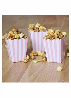 Y&D 48 Pcak Stripe Paper Popcorn Box Wedding Candy Food Favors Birthday Party Decoration Supplies Square  - Image 2