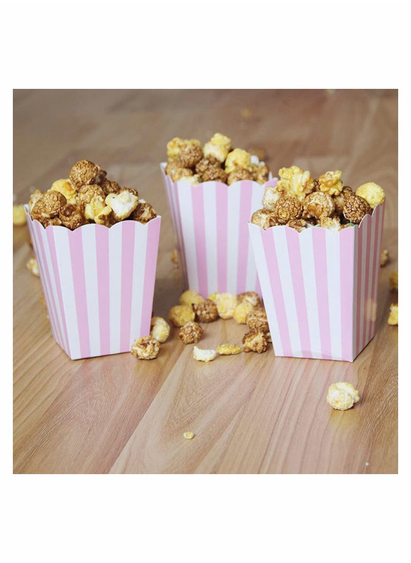 Y&D 48 Pcak Stripe Paper Popcorn Box Wedding Candy Food Favors Birthday Party Decoration Supplies Square  - Image 2