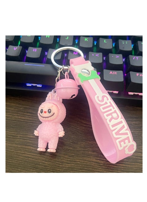 Labubu 2 Pcs Keychain Cartoon 3D Plastic Lovely Keychain (Assorted Color)