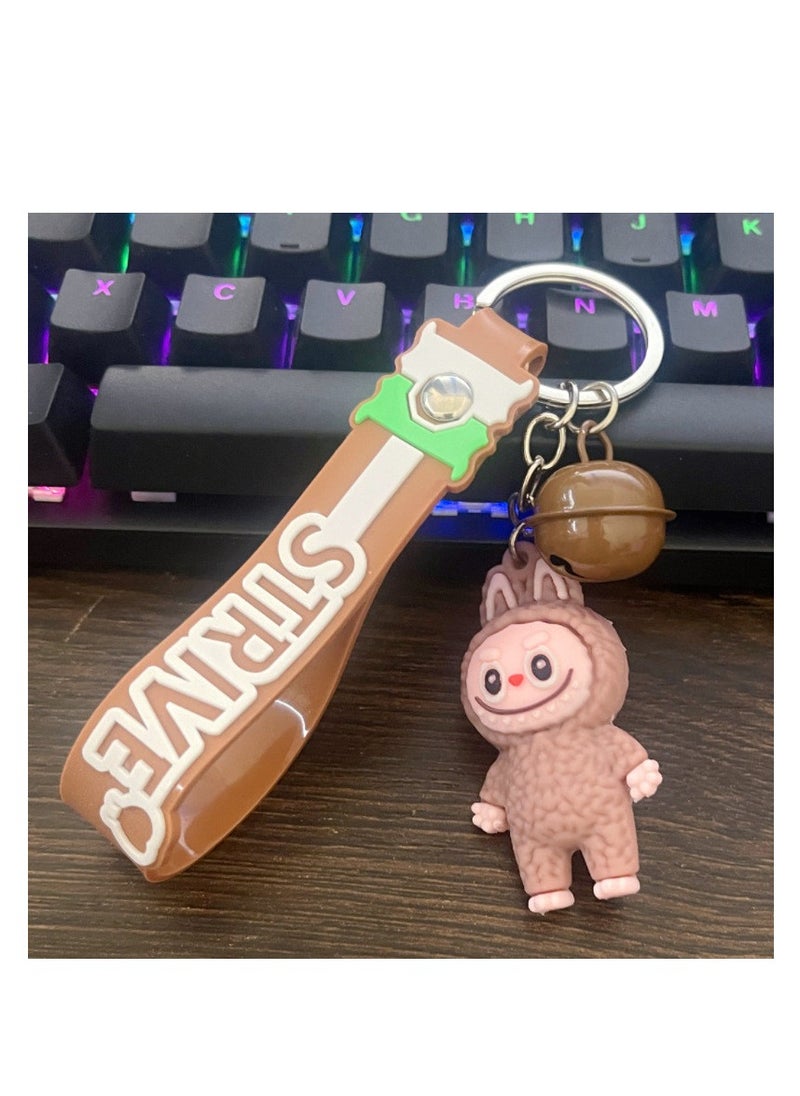 Labubu 2 Pcs Keychain Cartoon 3D Plastic Lovely Keychain (Assorted Color)