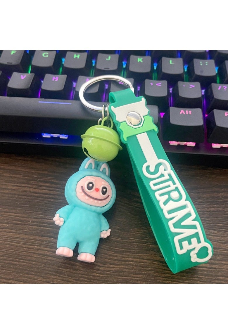 Labubu 2 Pcs Keychain Cartoon 3D Plastic Lovely Keychain (Assorted Color)