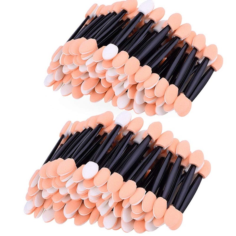 Amariver 200 Pack Disposable Eyeshadow Brush Sponge Tipped Oval Makeup Tool Dual Sides Eyeshadow Brush Comestic Applicator for Girls Lady Women Daily BeautyBlack