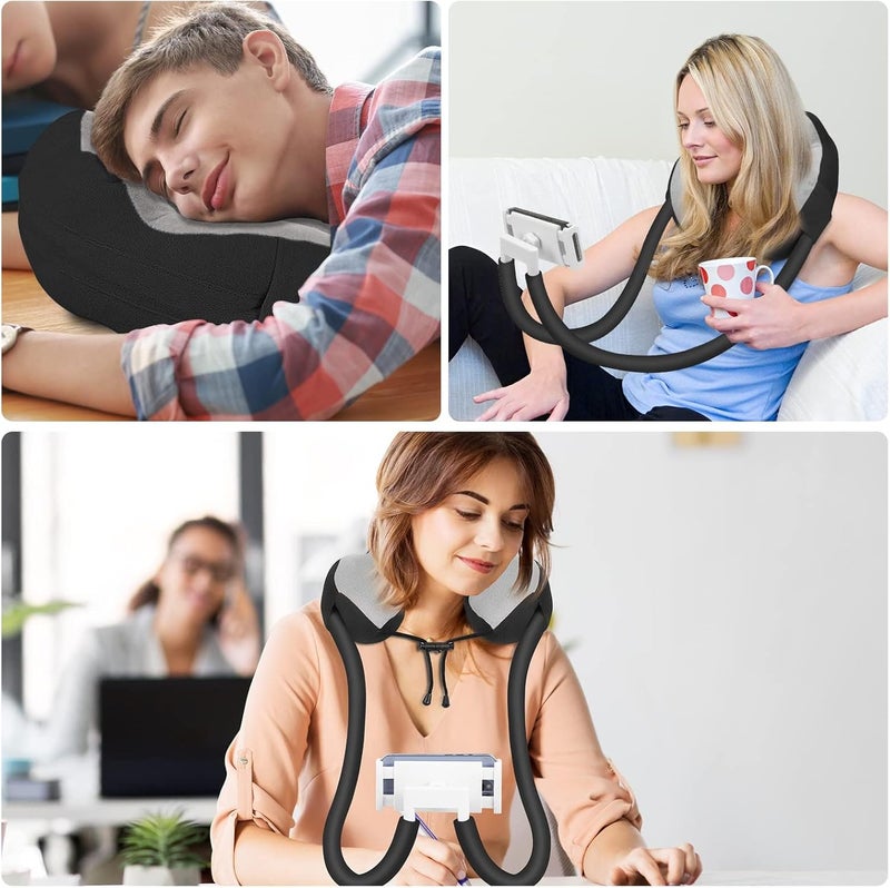 Azonee Neck Phone Holder, Lazy Gooseneck Phone Pillow Holder Bracket, 360° Rotation Universal Mobile Phone Tablet Stand for 4 Inch to 11 Inch Devices, Fits for iPhone for Galaxy S21, for iPad (Black) - Image 4
