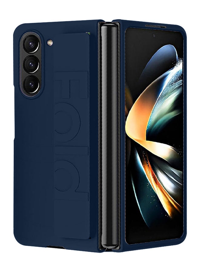 CATANES Samsung Galaxy Z Fold 5 Case with Wrist Strap Skin Feel Hard PC Shockproof Protective Case for Men Women Dark Blue - Image 1