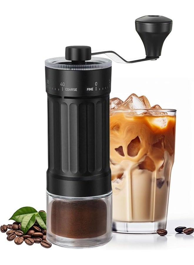 Manual Coffee Grinder, Adjustable Ceramic Burr Coffee Grinder Manual External with 40 Precise Grind Settings, 30g Ground Coffee with Visible Coffee Bean Container,Double Bearing Positioning - Image 1