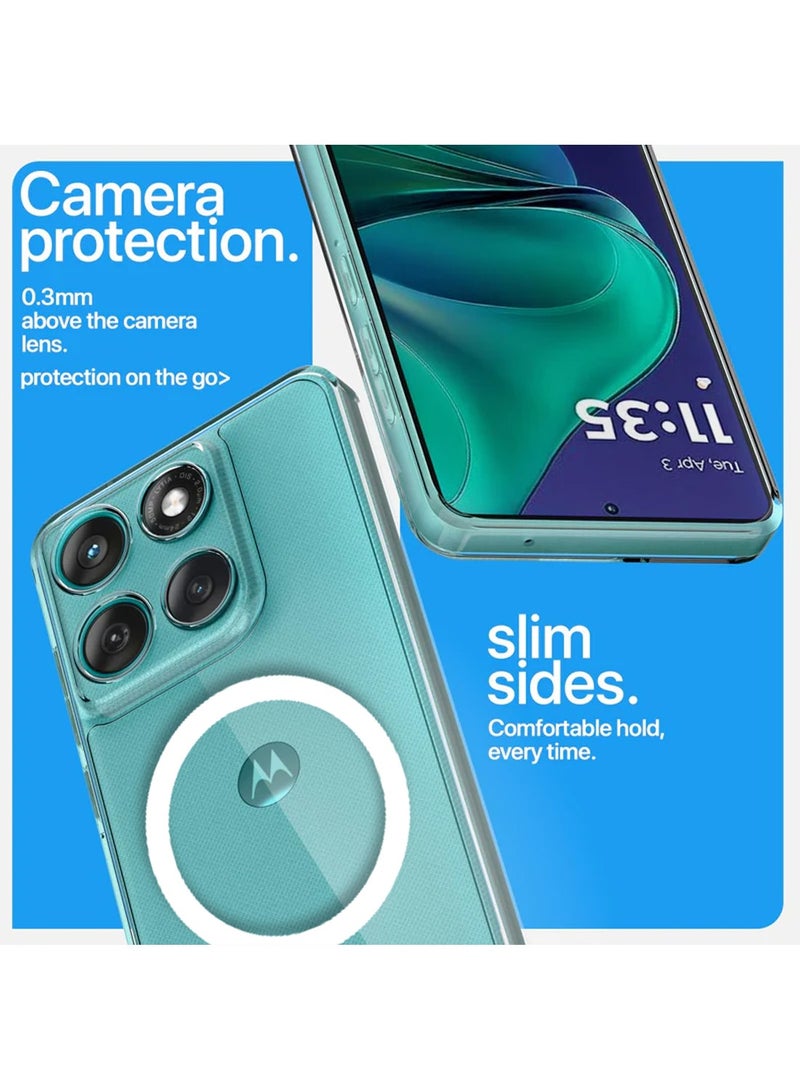 Techie حافظة موتورولا إيدج 60 / إيدج 60 فيوجن 5G مع ماغسيف – رقيقة، شفافة مضادة للاصفرار مع حماية عدسة الكاميرا، حامل مغناطيسي متوافق مع الشحن اللاسلكي - شفافة - Image 5