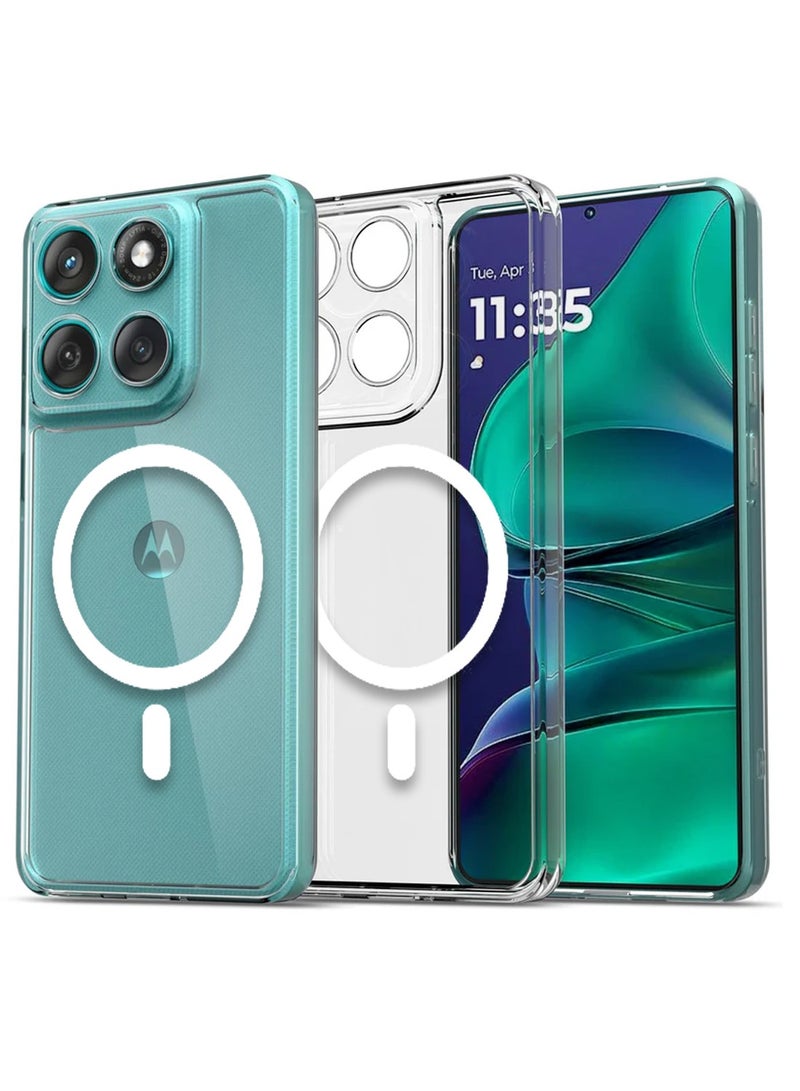 Techie حافظة موتورولا إيدج 60 / إيدج 60 فيوجن 5G مع ماغسيف – رقيقة، شفافة مضادة للاصفرار مع حماية عدسة الكاميرا، حامل مغناطيسي متوافق مع الشحن اللاسلكي - شفافة - Image 1